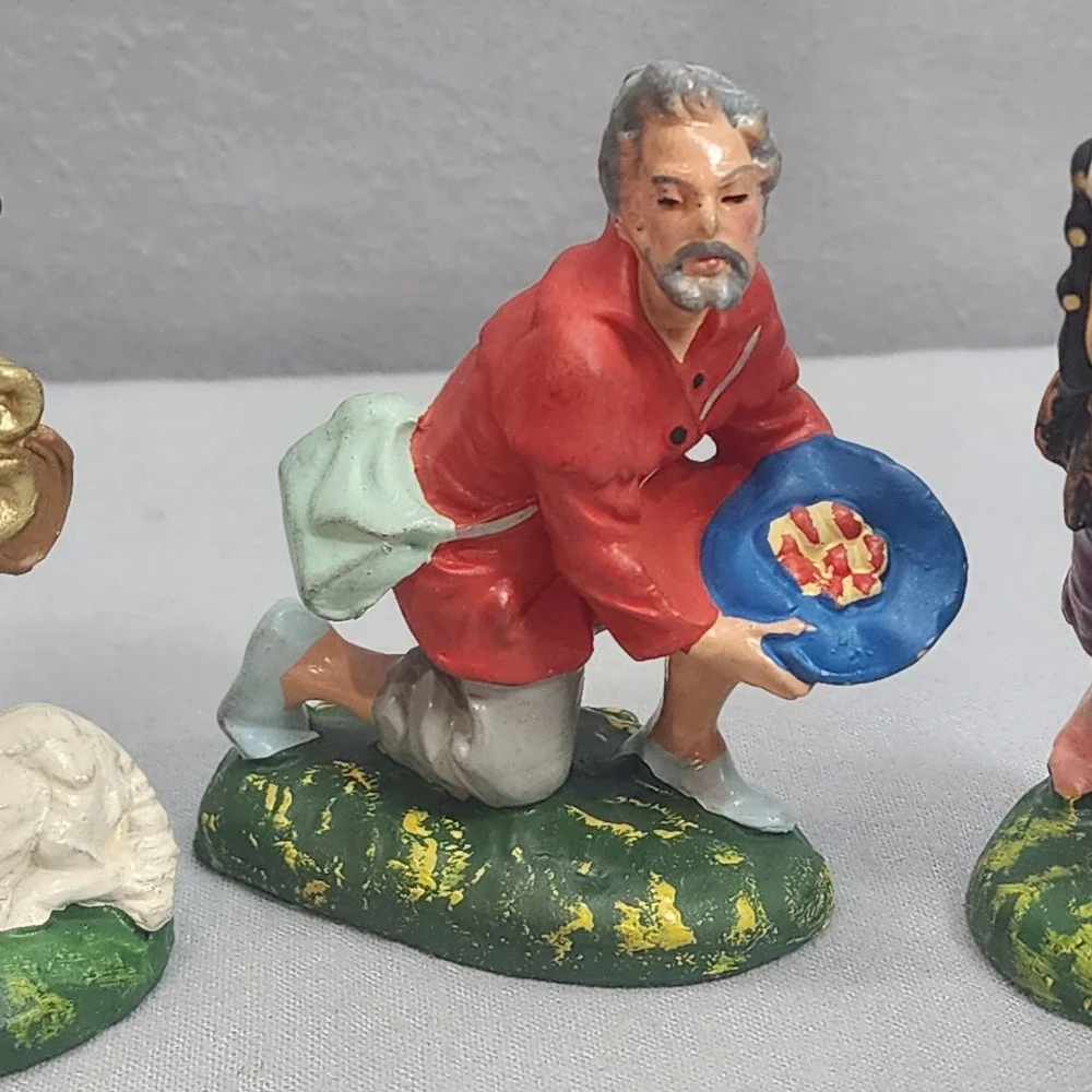 Vintage Nativity Scene Figurines‎ Shepherd Men Set of 3